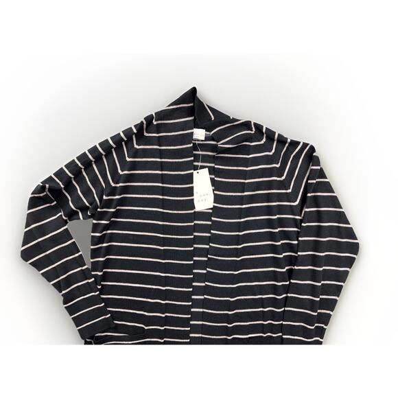 A New Day Black White Striped Open Front Cardigan Sweater XS - Picture 3 of 6